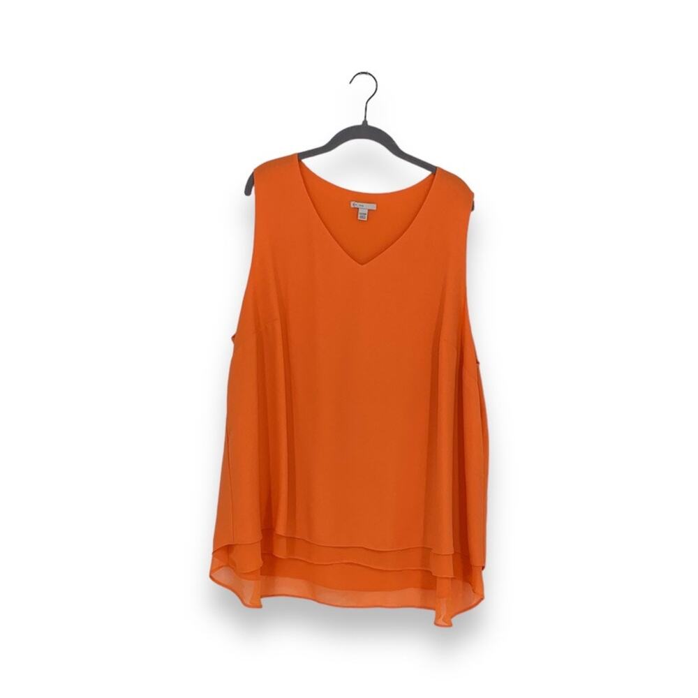 Cato Orange Flowy Layered Hem Sleeveless Top Blouse Shirt TINY FLAW